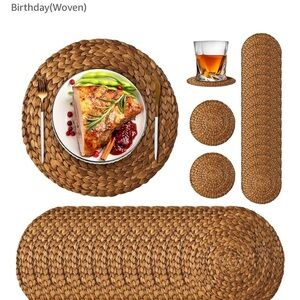 Paper “Woven look”  Brown Dining Placemat and coaster Set